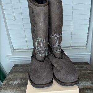 Koolaburra Brown Suede Boots with Rhinestone Detail